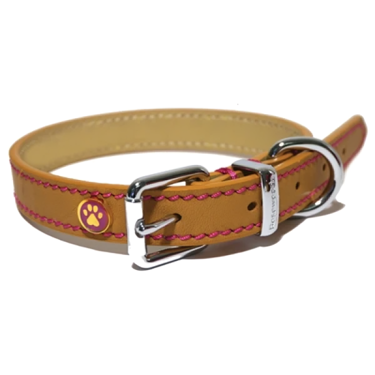 Rosewood Luxury Leather Dog Collar Sand