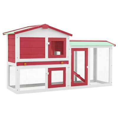 PetUtopia Large Rabbit Hutch Red / White