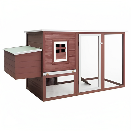 PetUtopia Hens Hutch with Nesting Box Brown/White