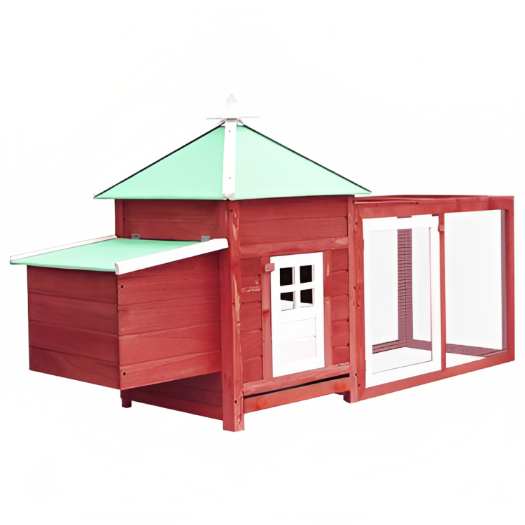 PetUtopia Chickens Hutch with Run and Nestbox Red / White